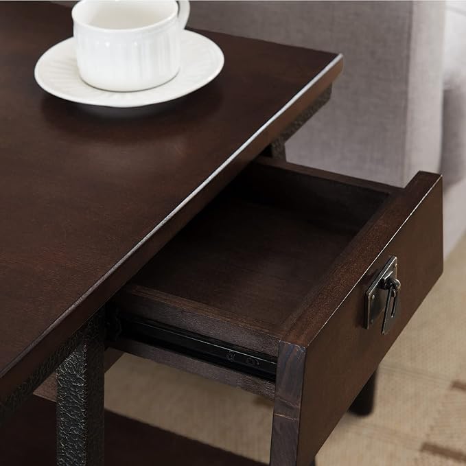 Leick Home 11407 Empiria One Drawer Side Table, Walnut and Foundry Bronze - Image 5
