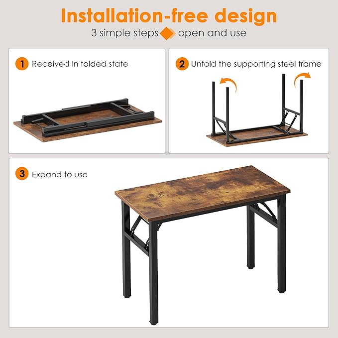 Need 39.4 inches Computer Desk for Small Space Small Folding Table Small - Image 4