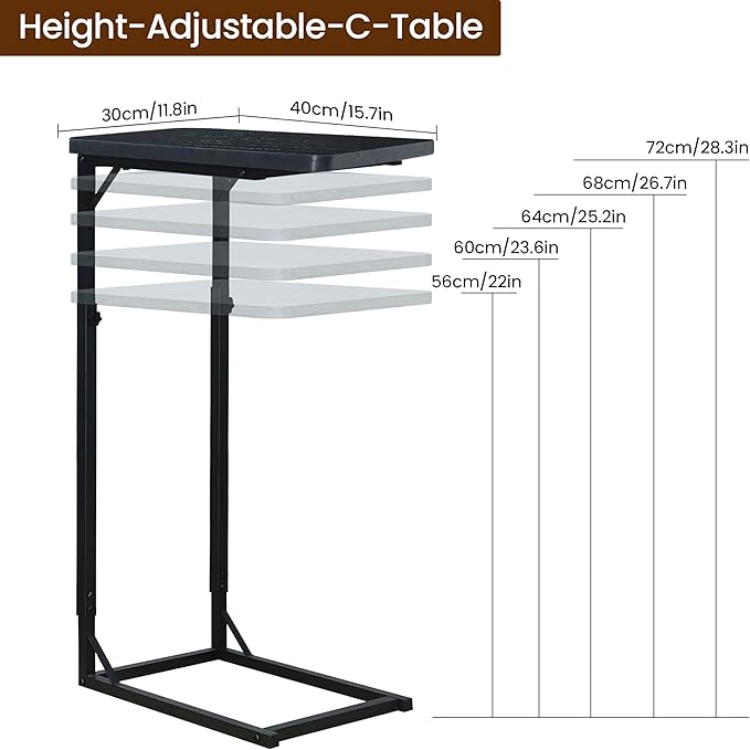 Premium Adjustable C Shaped End Table, Mini Side Tables - Image 3