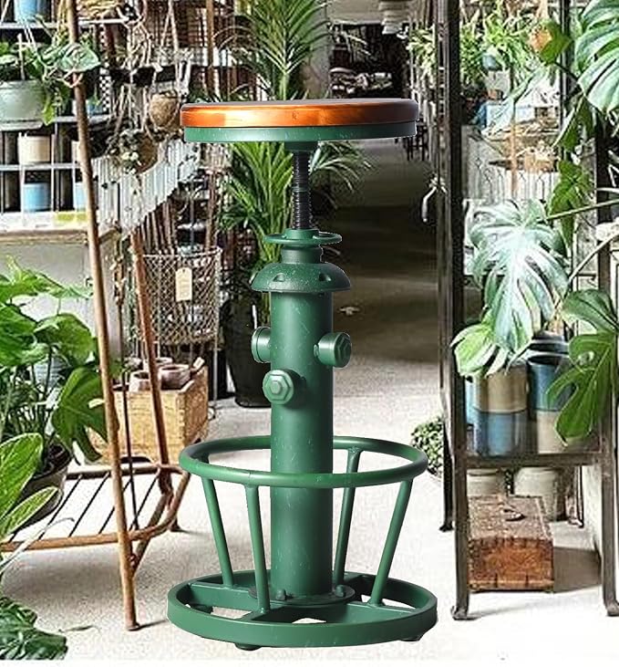 Topower Antique Industrial Round Bottom Adjustable Height Cafe Coffee Retro - Image 2