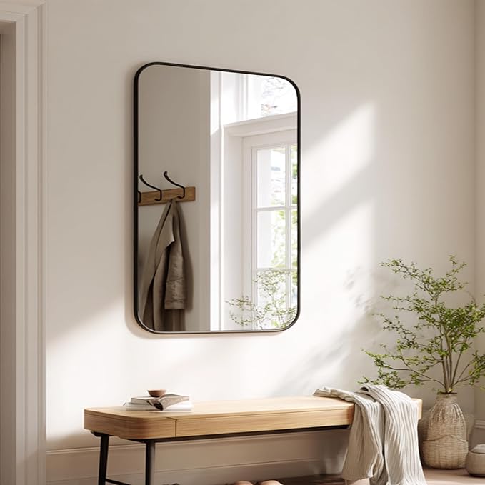KOCUUY Black Bathroom Vanity Mirror, 30 x 48 inch Metal Frame Mirror - Image 4