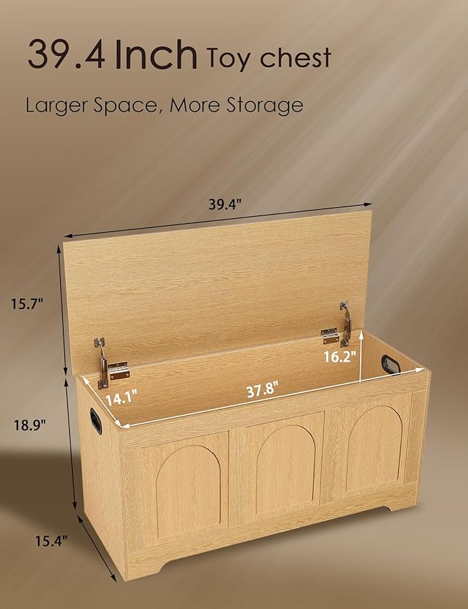 DINZI LVJ Storage Chest, 39.4”Wooden Storage Box - Image 3