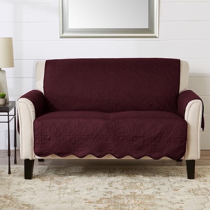 Medallion Stitched Solid Furniture Protector Stain Resistant Durable Furniture by GreatBayHome