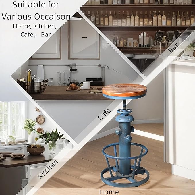 Retro Bar Stool Industrial Swivel Counter Stools - Image 4