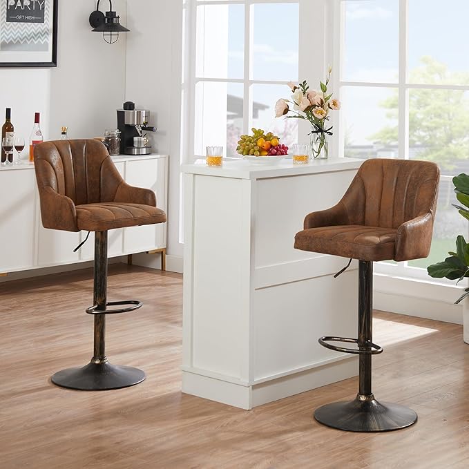 VECELO Bar Stools Set of 4, Adjustable Barstools, Counter Height Stools - Image 2