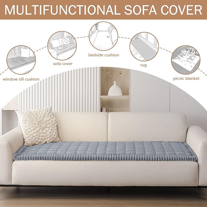 Smiry Couch Cover for Dogs Washable, Non Slip Fuzzy Pet Couch Covers for 3 - Image 2