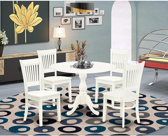 East West Furniture DMVA5-LWH-W 5 Piece Modern Dining Table Set Includes a - Image 6
