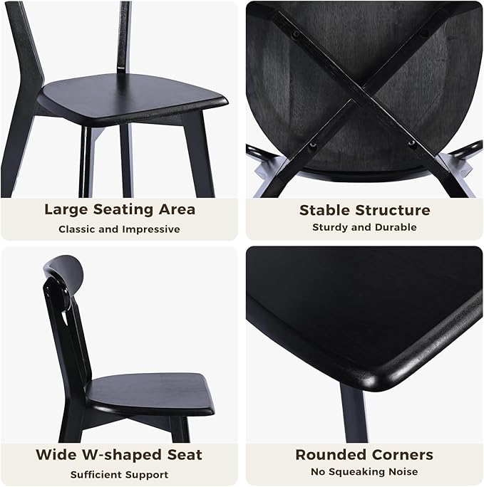 DELAVIN Soild Wood Dining Chairs Set of 6, Mid Century Oak Wood Kitchen Chairs - Image 7