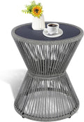 LEWIS&WAYNE Small Outdoor Side Table Patio 20’’ H Woven Rope Hourglass End Table by LEWIS%26WAYNE