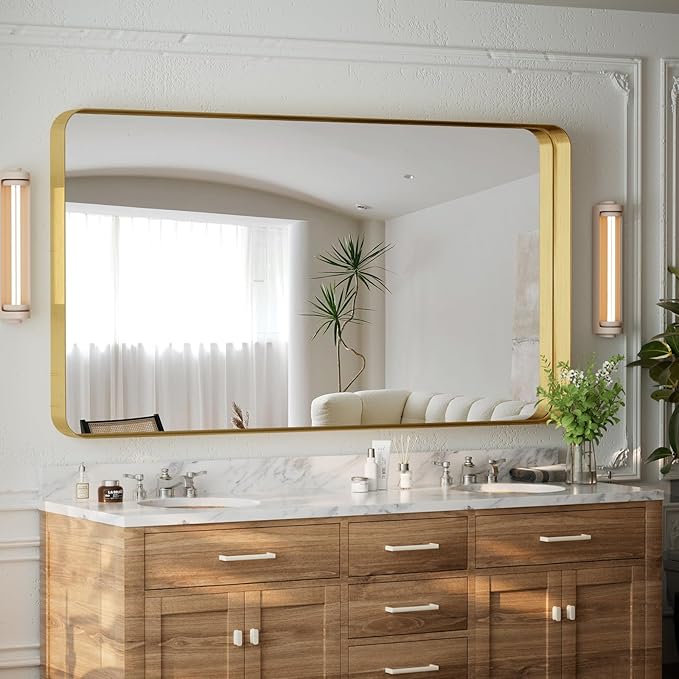 55"x 30" Gold Bathroom Mirror - Image 9