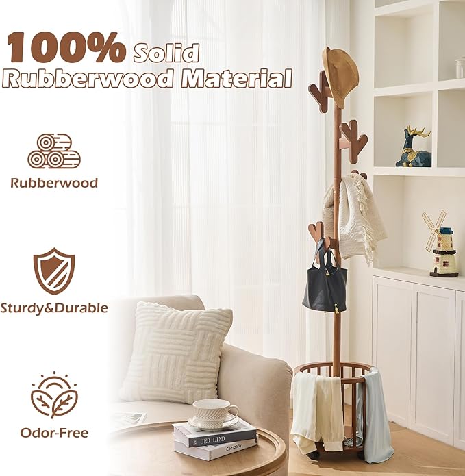 CozyDH Solid Wood Coat Rack Freestanding - Image 5
