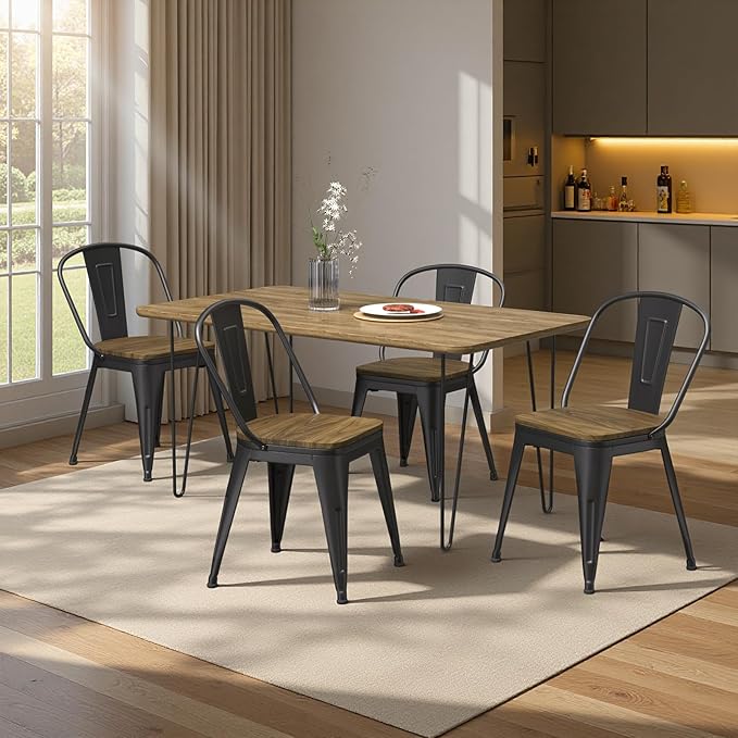 18 Inch Dining Chairs Set of 4, Farmhouse Metal Chairs - Image 2