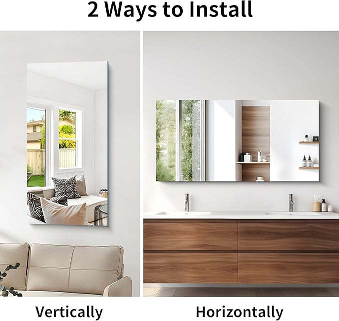 Frameless Mirror, 24x48 Inch Large Bathroom Mirrors - Image 5