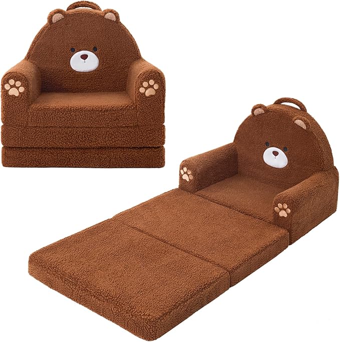 MOONBEEKI 2-in-1 Foldable Toddler Couch, Soft Sherpa Fabric by MOONBEEKI