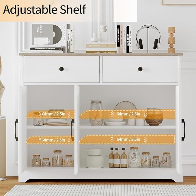 Farmhouse Large Buffet Sideboard Storage Cabinet 42 Inch - Image 5