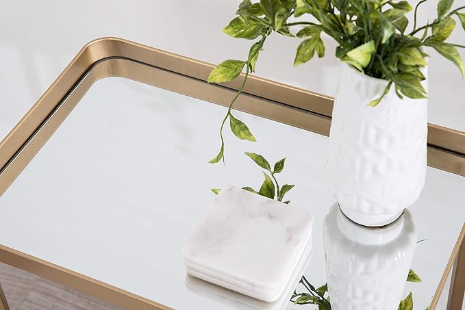Kate and Laurel Celia Modern Mirrored Tray Side Table, Foldable Rectangular End - Image 4