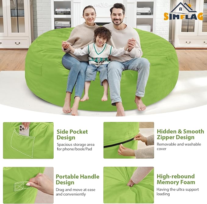 7FT Bean Bag Chair, Large Bean Bag Chairs - Image 4