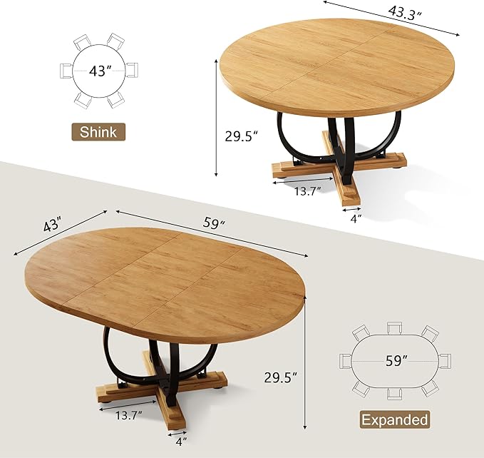 59" Round Extendable Dining Table - Image 2