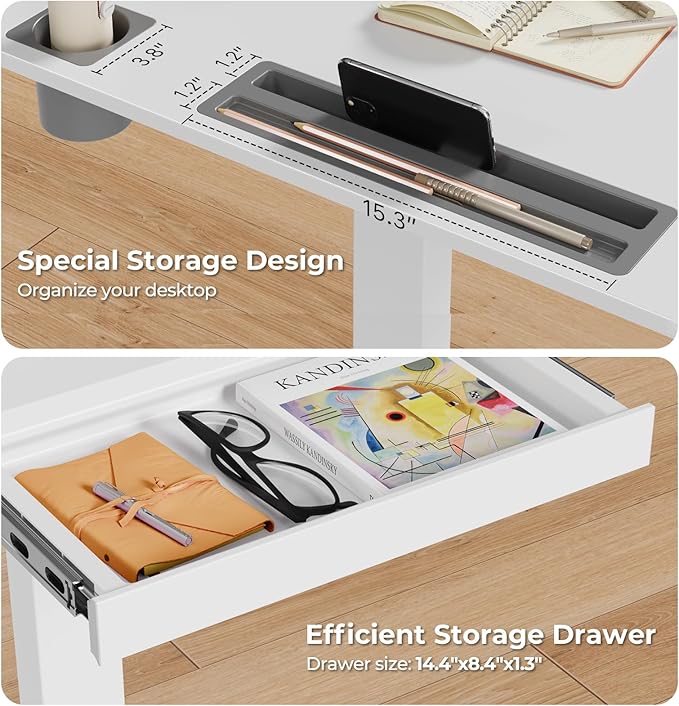 Mobile Standing Desk with Drawer, Rolling Laptop Desk on Wheels, Height - Image 4