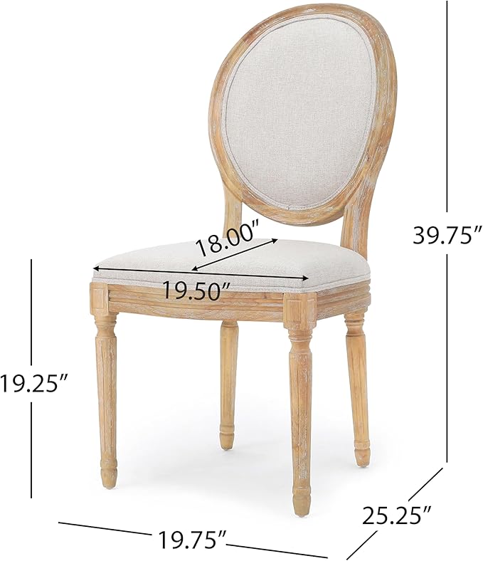 Christopher Knight Home Phinnaeus Polyester Beige Fabric Dining Chair, 2-Pcs Set - Image 3