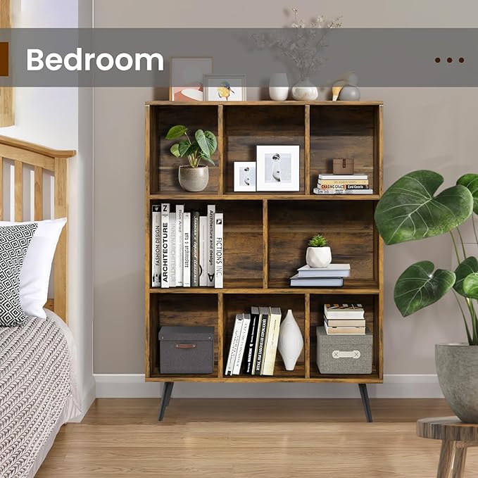 Bookshelf, 3-Tier 8 Cube Open Wooden Book Shelf - Image 6