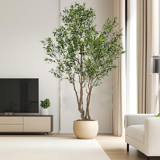 Artificial Olive Tree - 9ft Tall Fake Olive Plant in Pot - Faux Silk Tree - Image 3