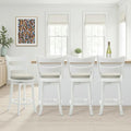 Armen Living Blair 30 in. Matte White Bar Height Rubberwood Swivel Barstool by ArmenLiving