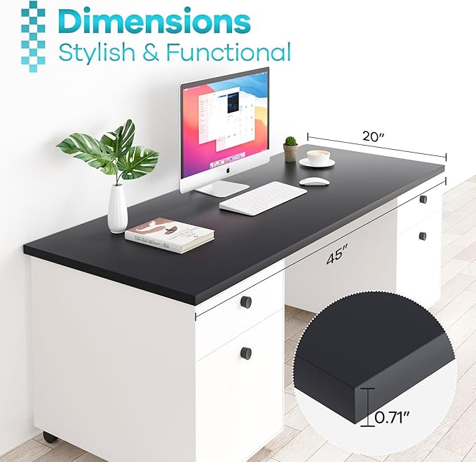 Kaboon 45x20 inch Black Table Top Universal, Solid One-Piece Desktop, - Image 3