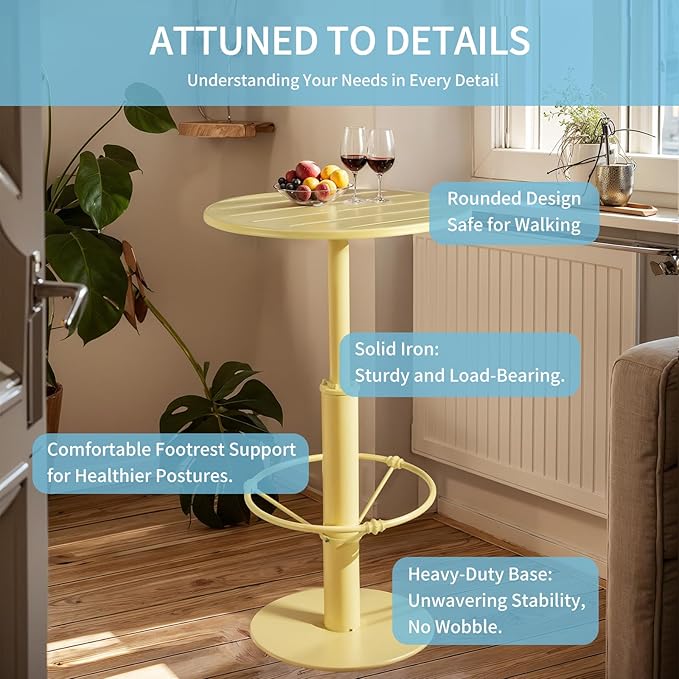 42" Tall Modern Industrial Bar Table-23.6" Dia Round Metal Top Standing Pub - Image 4