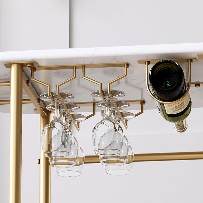 3 Tier Gold Bar Carts for Home Bar Serving Cart - Image 5