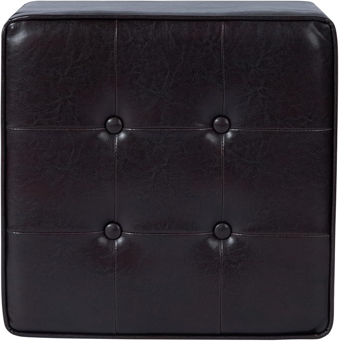HomePop Leatherette Tufted Square Storage Ottoman - Image 9
