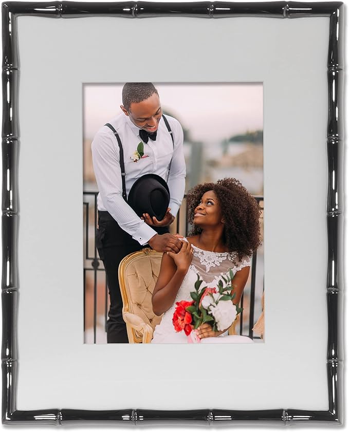 Lawrence Frames 8x10 Black Polished Metal Picture Frame by LawrenceFrames