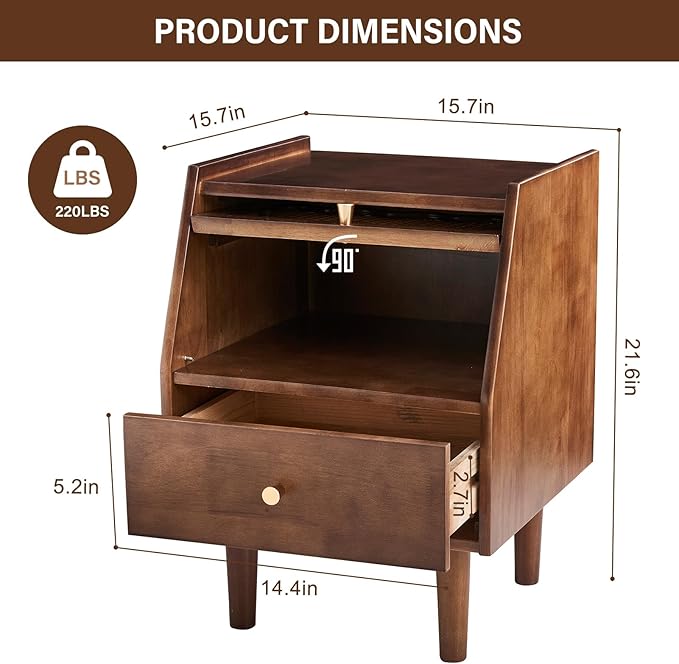 CozyDH Rattan Farmhouse Nightstand - Image 2
