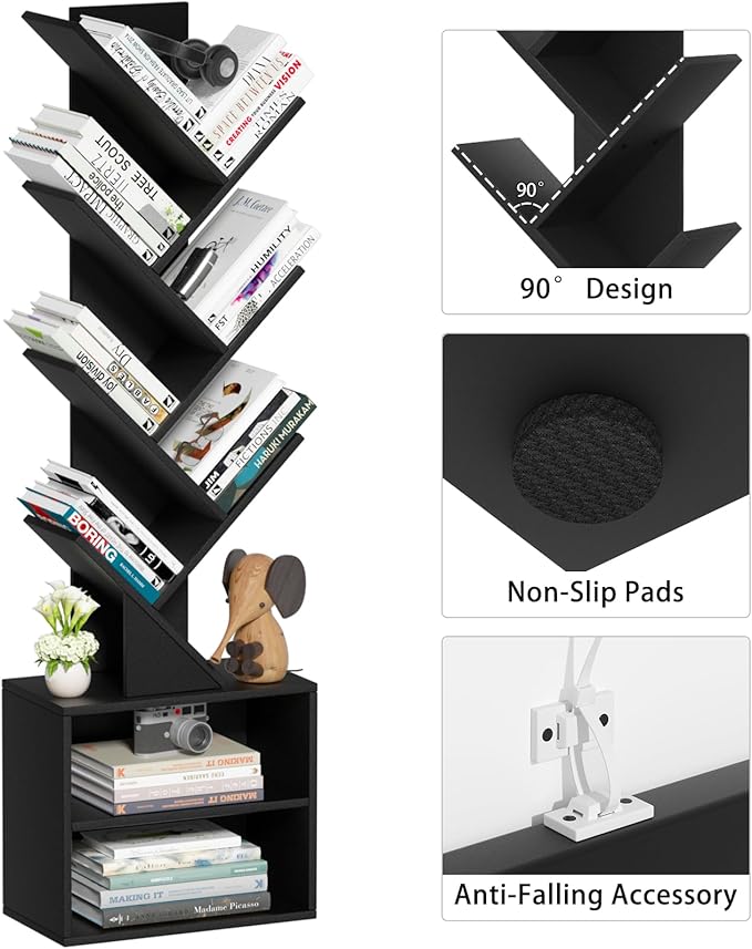 10 Tier Tree Bookshelf, Floor Standing Wood Tall Bookcase - Image 8