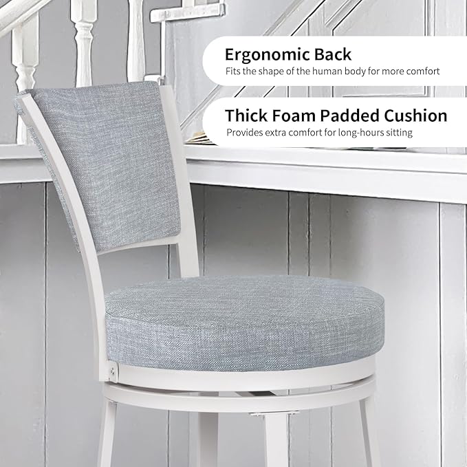 Bar Stools, Counter Height Barstools Set of 2, Modern Upholstered Counter Stools - Image 5