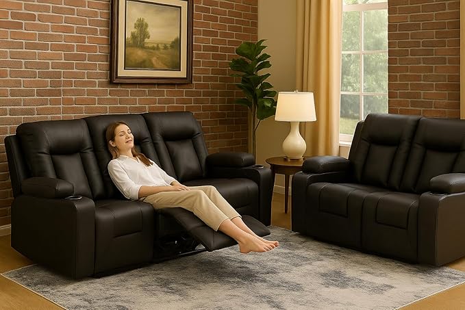 LUCKLIFE Leather Recliner Sofa Set - Image 4
