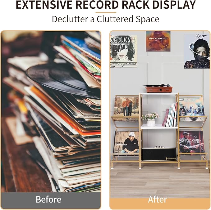 Record Player Stand with Vinyl Record Storage, Turntable Stand with 4-Tier - Image 7