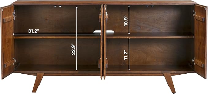 NTC Sapa Mid-Century Modern Solid Wood Sideboard – 4-Door Accent Buffet Cabinet - Image 6