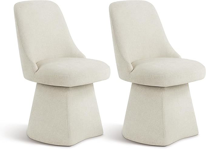 Swivel Dining Chair Mid Century Modern DeskChair High Back Upholstered Linen by Kislot