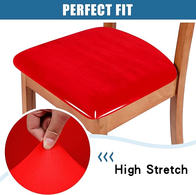 Smiry Velvet Seat Covers for Dining Room Chair Set of 6, Stretch Fit Removable - Image 4