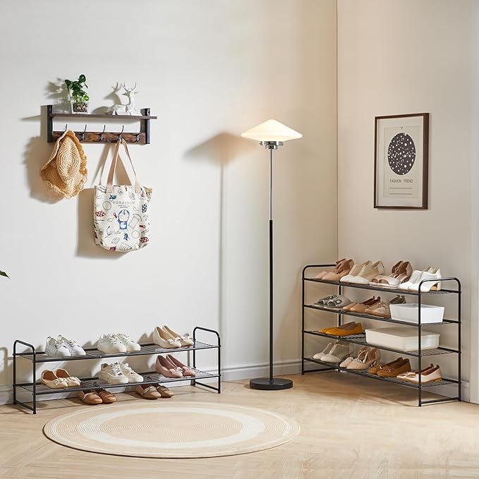 YMYNY Freestanding Shoe Racks, 2 Tiers Stackable & Adjustable Shoe Storage Shelf - Image 6
