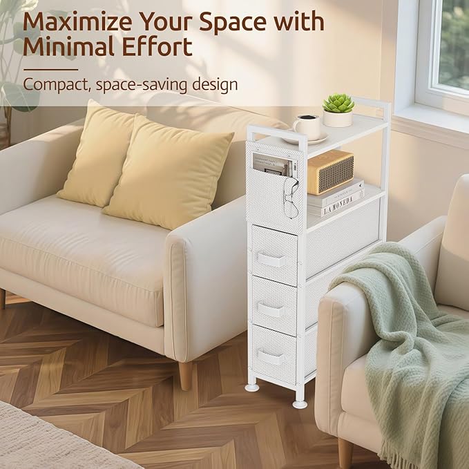 3 Drawer Small Narrow Side End Table - Image 5