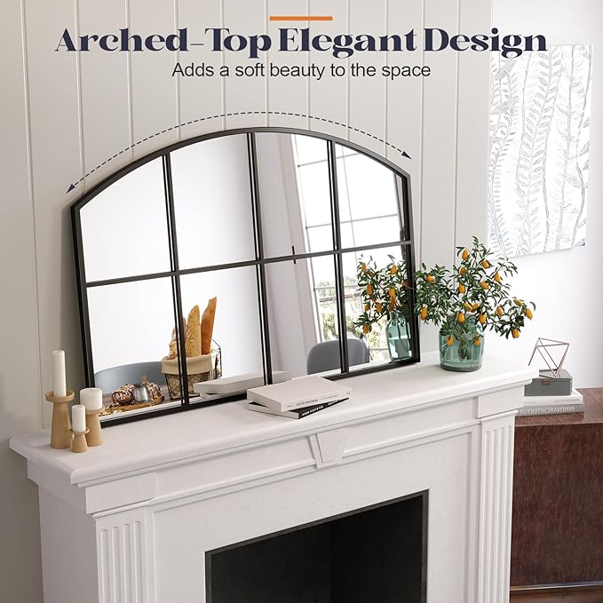 Wide Window Pane Mirror, Grid Wall Mirror Decorative Large Mirrors - Image 3