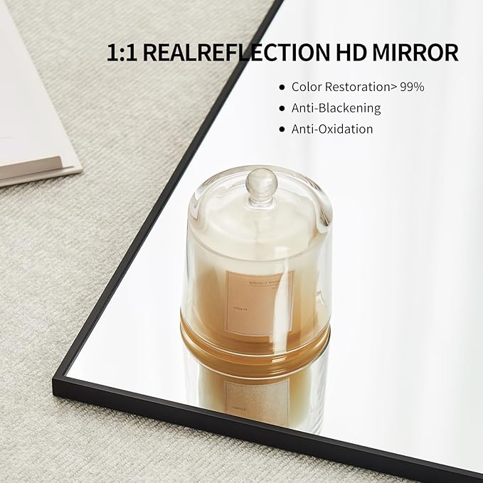 Black Bathroom Mirror for Wall, Rectangle Mirrors - Image 6
