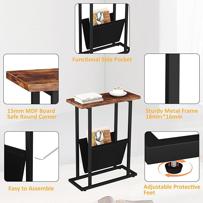 Narrow Side Table for Small Spaces, Small End Table - Image 6
