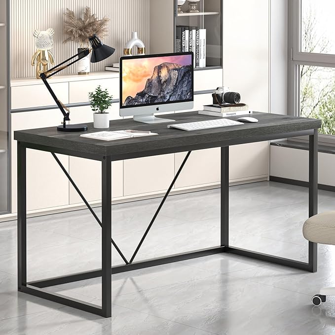 EXCEFUR Modern Computer Desk, Small Home Office Desk, Wood and Metal Writing - Image 6