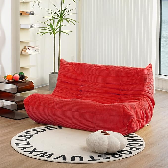 N&V Fireside Loveseat, Mid Century Armless Twin Size Floor Sofa, Soft Premium by NV