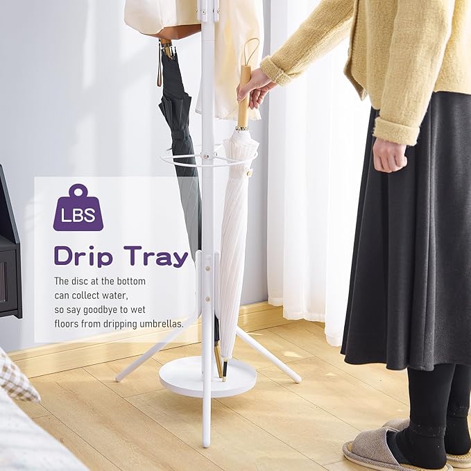 Coat Rack Freestanding Entryway Hanger Stand, Umbrella Holder, Hall Tree - Image 4
