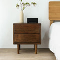 Night Stand, Mid Century Modern Nightstand w/2 Drawers, Boho Small Bedside Table by Cttasty