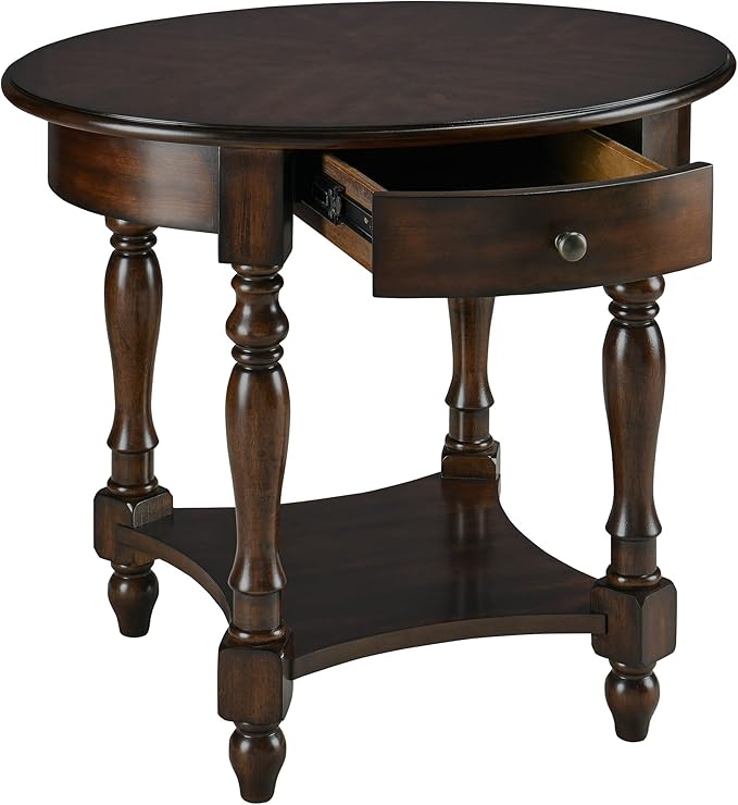 MODERION Oval End Table with Drawer, Solid Wood Sofa Side Table with Storage - Image 6
